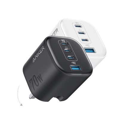 Anker Zolo Charger 70W Fast Charging 4-Port GaN USB C Compact Foldable Charger A121C Tech House Singapore