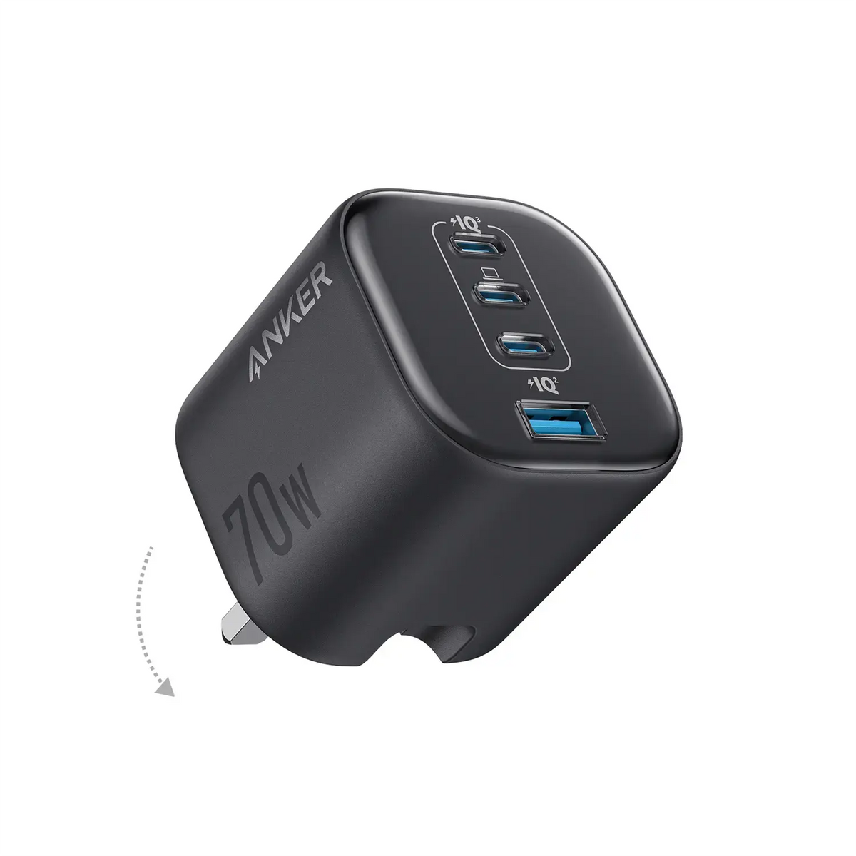 Anker Zolo Charger 70W Fast Charging 4-Port GaN USB C Compact Foldable Charger A121C Tech House Singapore