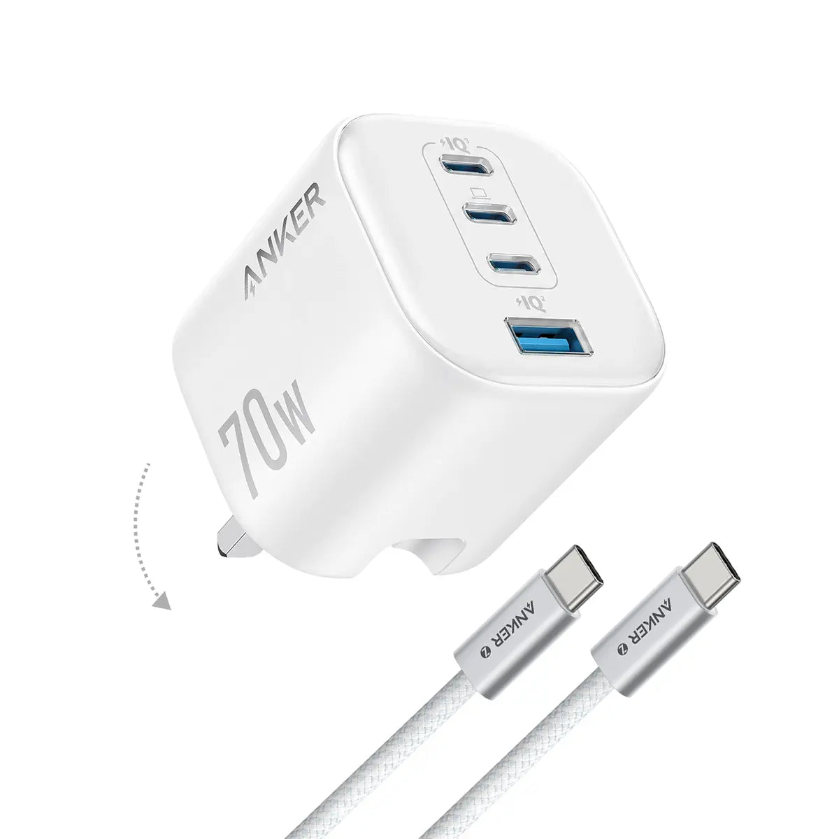 Anker Zolo Charger 70W Fast Charging 4-Port GaN USB C Compact Foldable Charger A121C Tech House Singapore
