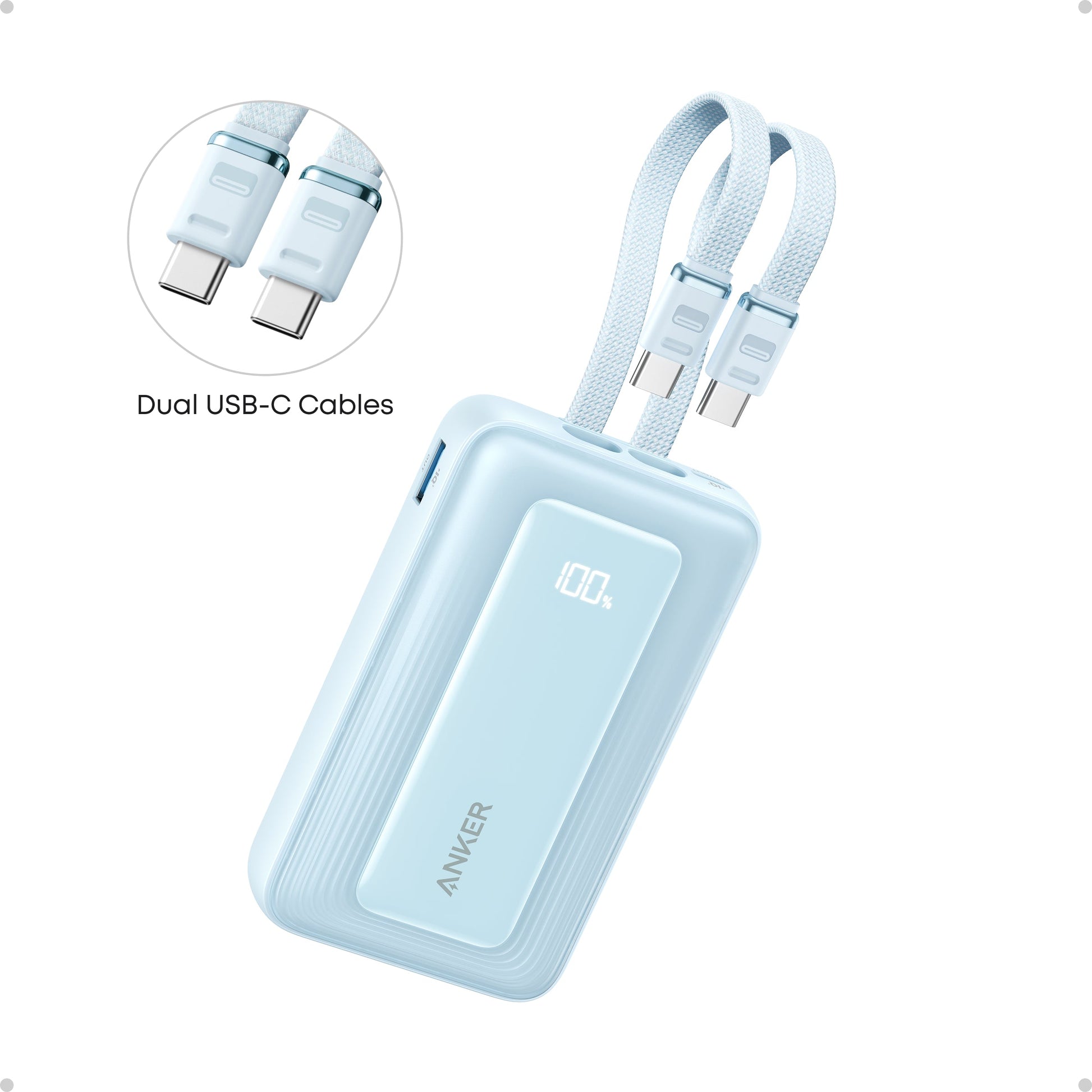 Anker Zolo Power Bank 10000mAh 35W with Built-in Dual USB-C Cables A1680H12 Anker Singapore