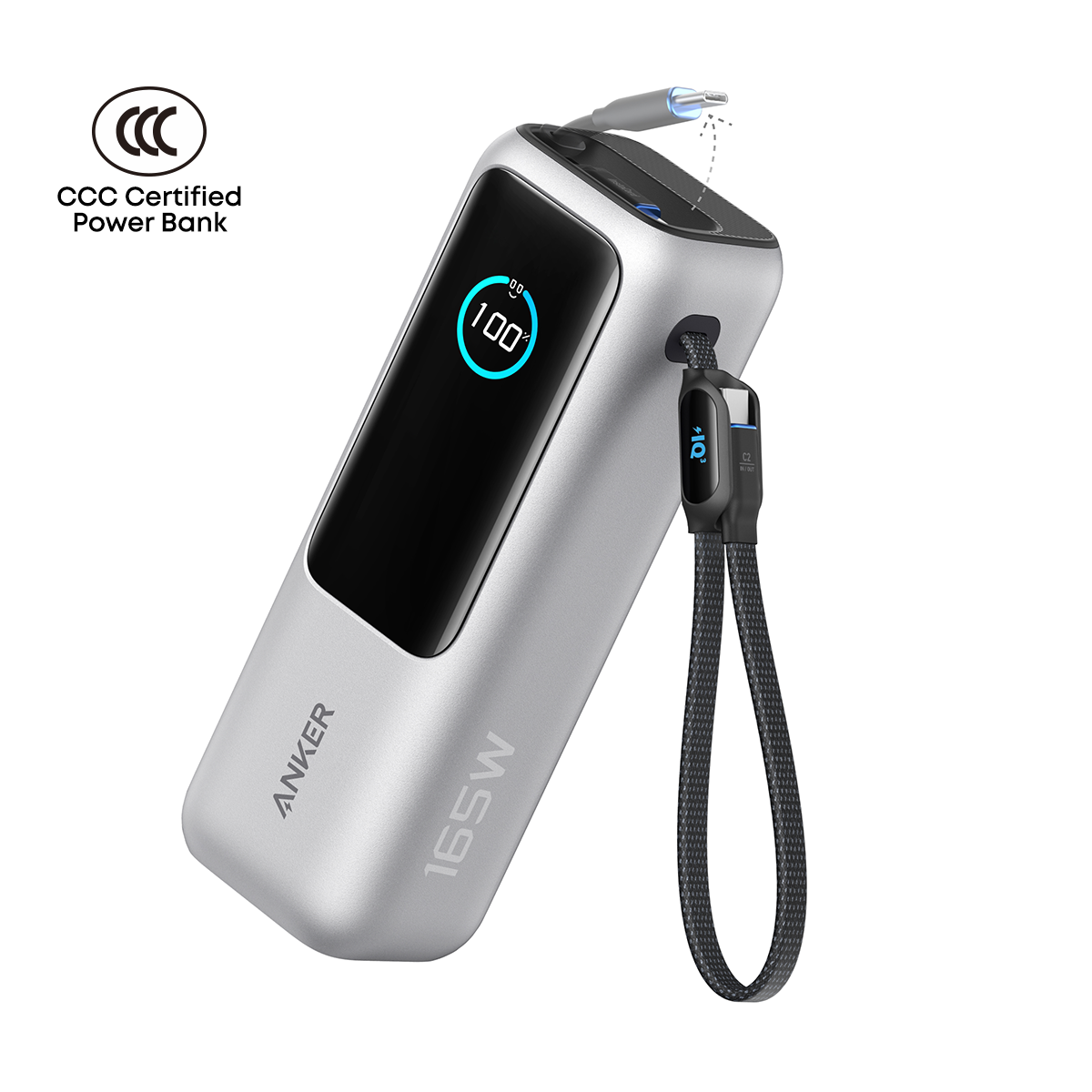 Anker Power Bank 25000mAh 165W Ultra-Fast Portable Charger with Built-In and Retractable USB C Cables A1695 Anker Singapore