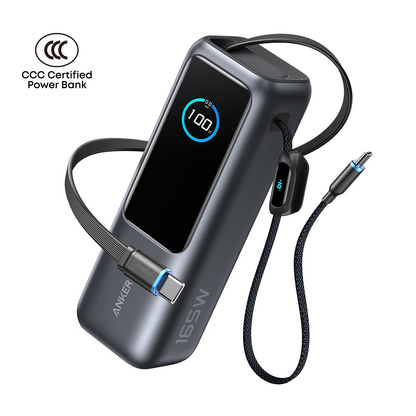 Anker Power Bank 25000mAh 165W Ultra-Fast Portable Charger with Built-In and Retractable USB C Cables A1695 Anker Singapore