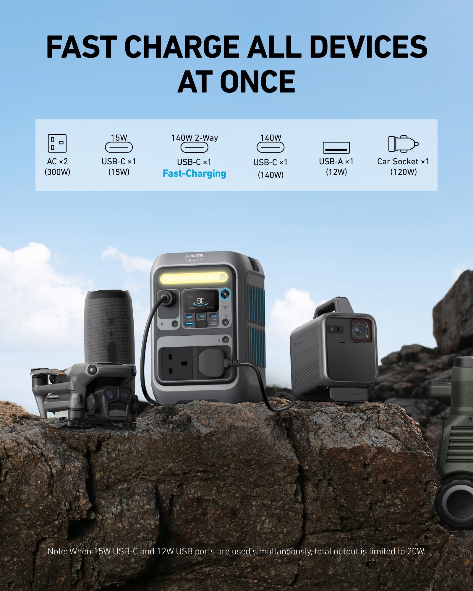 Anker SOLIX C300 Portable Power Bank Station - 288Wh | 300W (600W Surge) A1722 Tech House Singapore