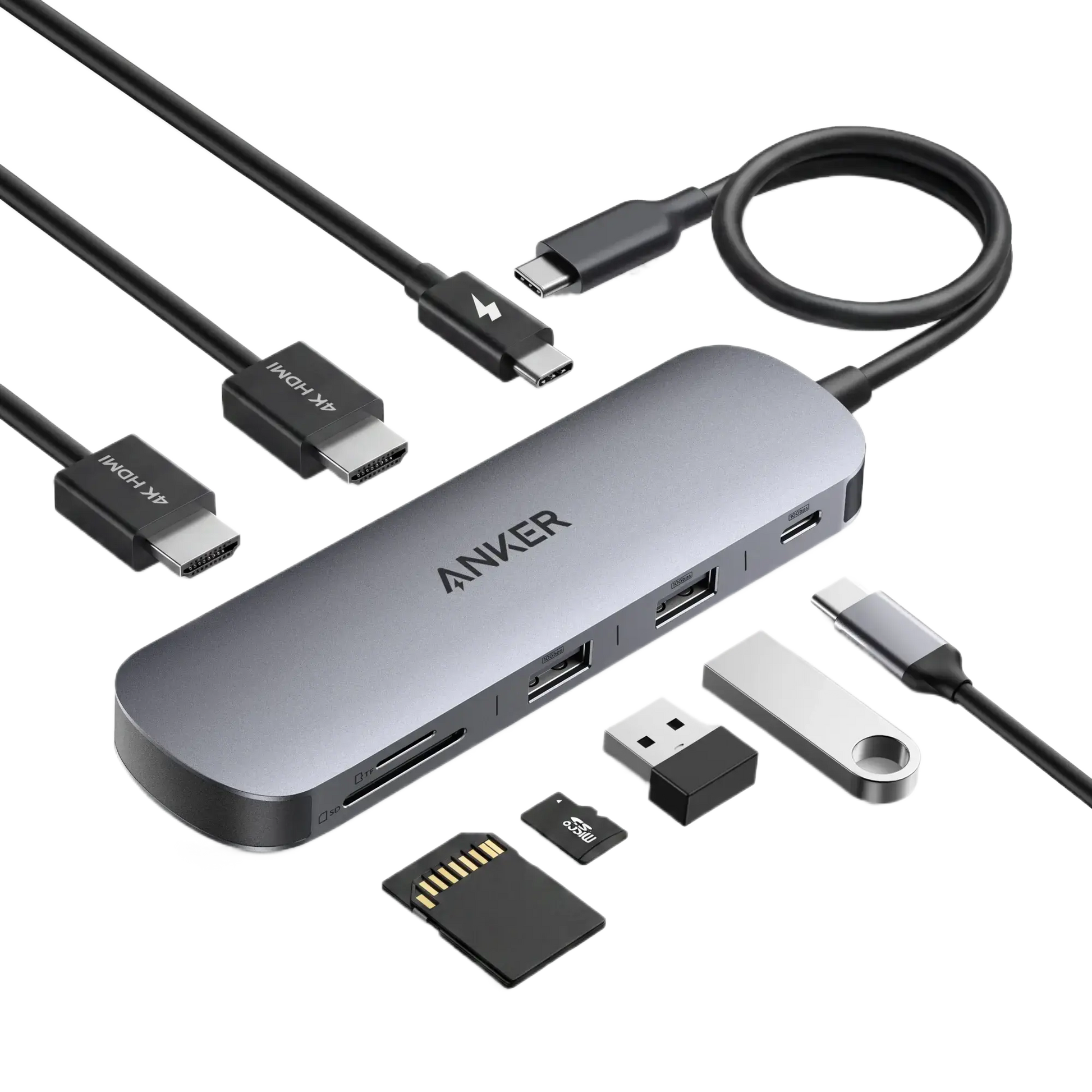 Anker Nano USB-C Hub, 8-in-1 Dual Display, 4K 60Hz 85W Power Delivery A210B Tech House Singapore