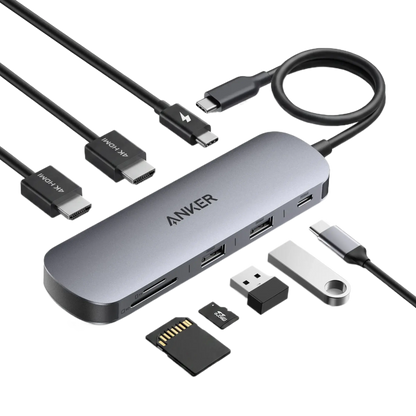 Anker Nano USB-C Hub, 8-in-1 Dual Display, 4K 60Hz 85W Power Delivery A210B Tech House Singapore