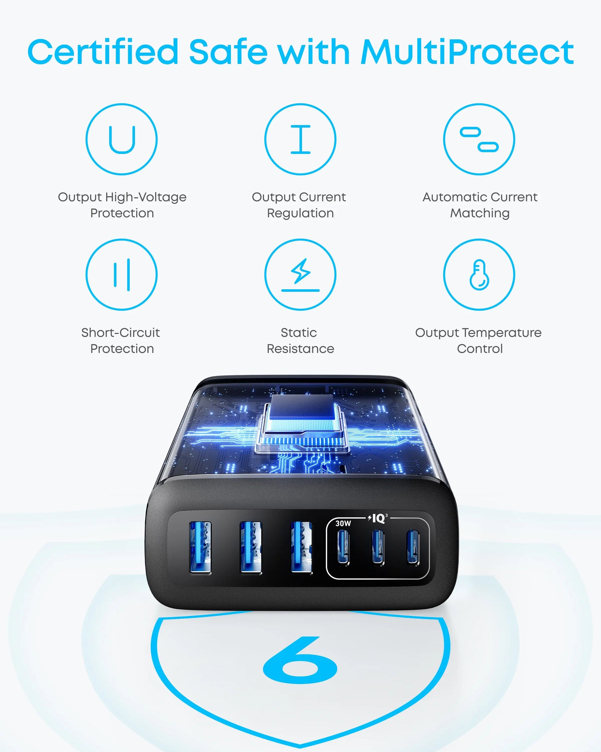 Anker Charger 112W 6 Ports USB C Charger SG 3 Pin Plug USB Charger A2154 Anker Singapore