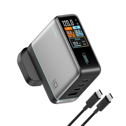 Cuktech 10 Super Charger Ultra with Smart Display 120W GaN Charger with USB-C Cable AD1204UK Tech House Singapore