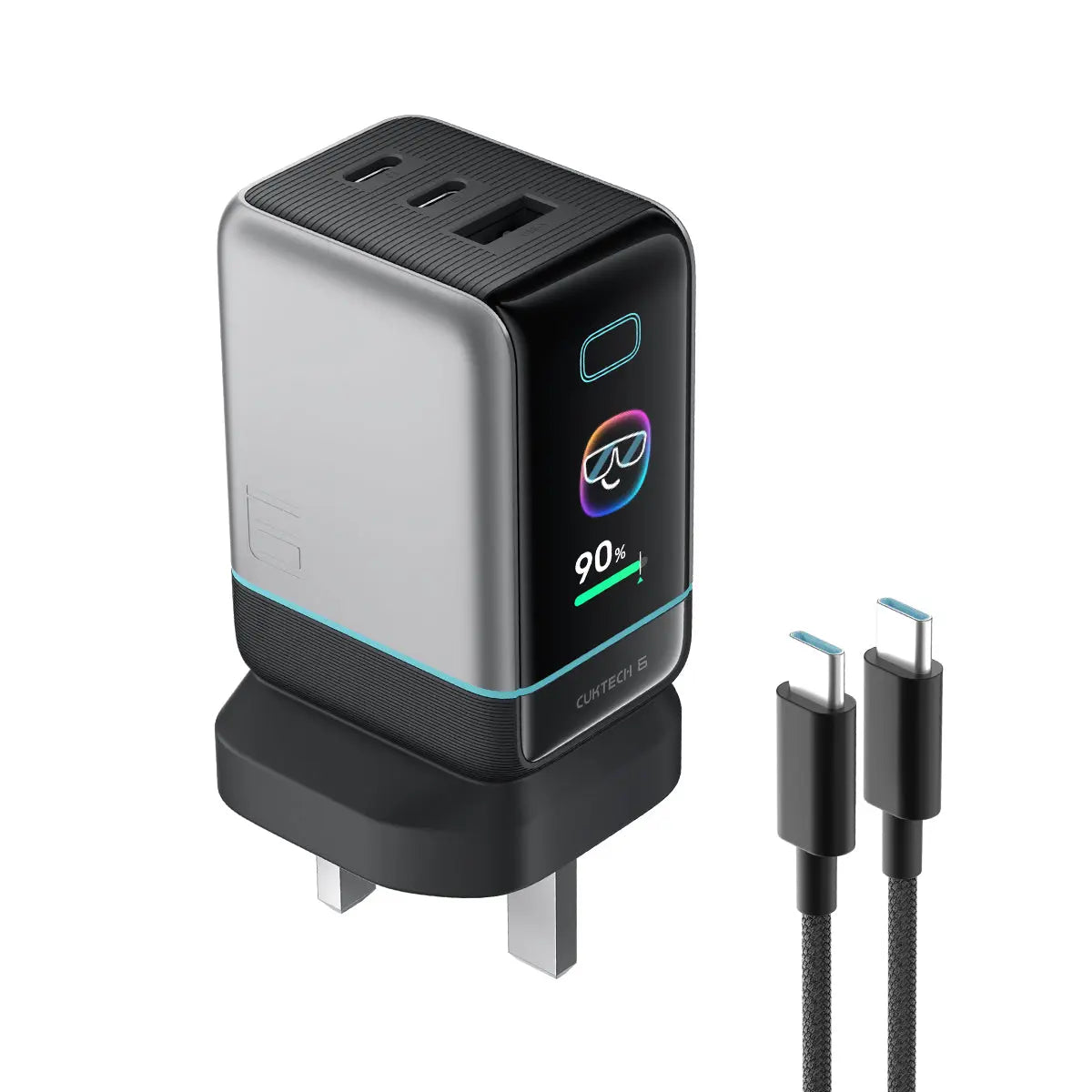 CUKTECH 6 Charger Ultra with Smart Display 100W GaN Charger with USB-C Cable AD653U-UK Tech House Singapore