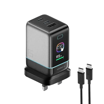 CUKTECH 6 Charger Ultra with Smart Display 100W GaN Charger with USB-C Cable AD653U-UK Tech House Singapore