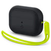 Spigen AirPods Pro 2 Case Silicone Fit and Strap - Black + Green Strap