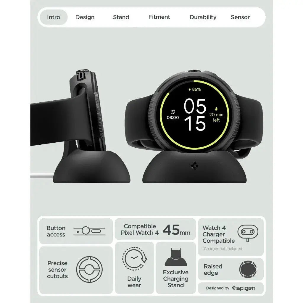Spigen Google Pixel Watch 4 Case (45mm) Liquid Air with Charger Stand Spigen Singapore Singapore