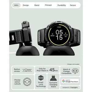 Google Pixel Watch 4 Case (45mm) Rugged Armor Pro with Charger Stand Spigen Singapore Singapore