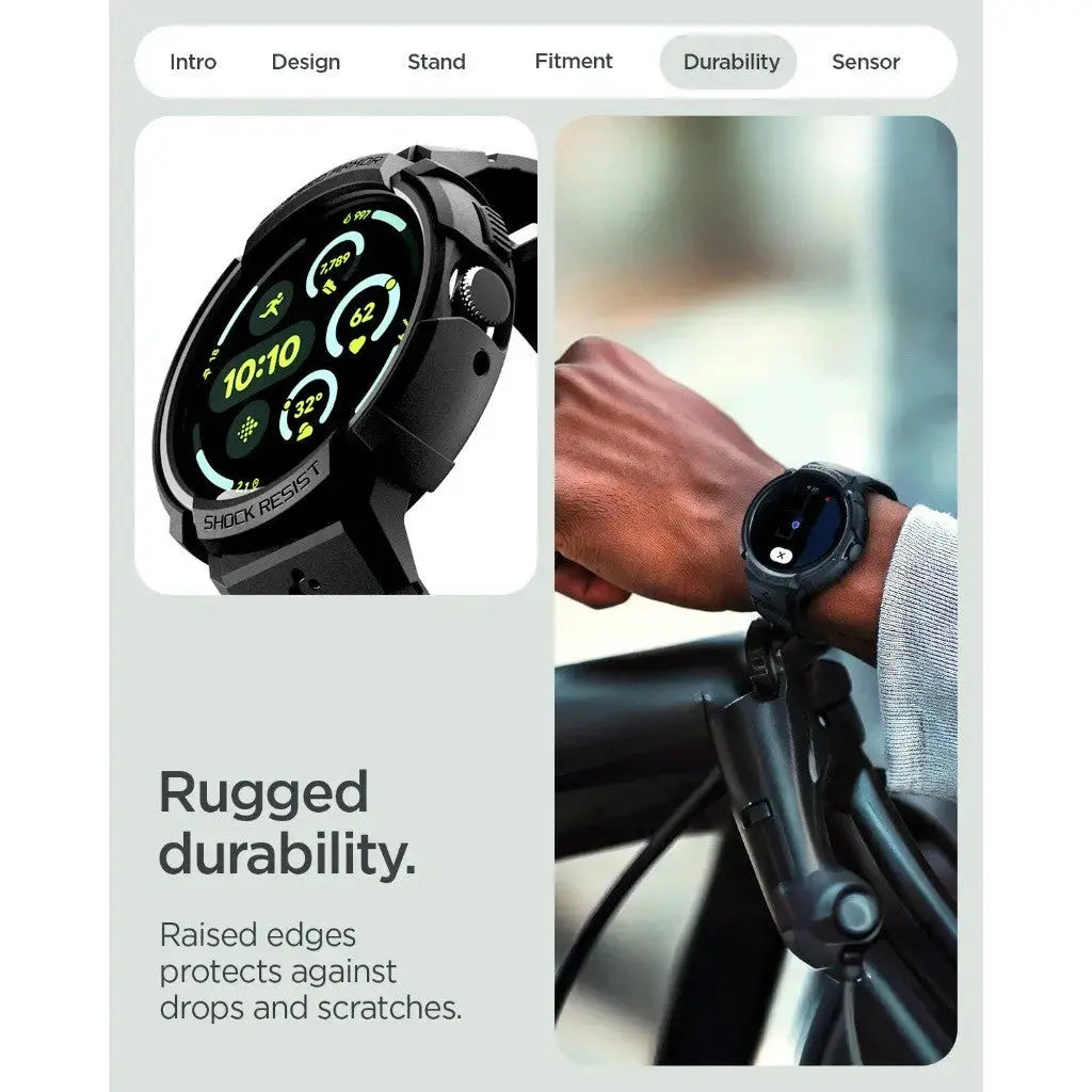 Google Pixel Watch 4 Case (45mm) Rugged Armor Pro with Charger Stand Spigen Singapore Singapore