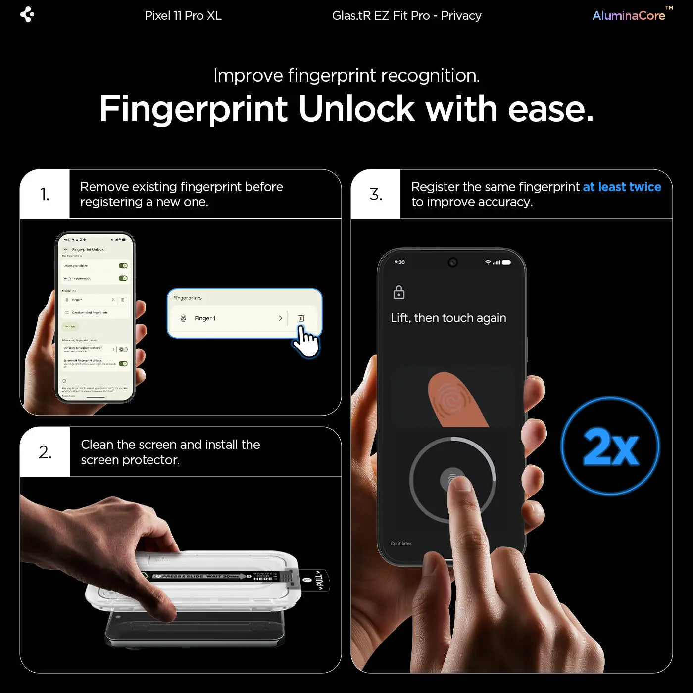 [2 Pack] Spigen Google Pixel 11 Pro XL Privacy Screen Protector EZ Fit Pro Spigen Singapore Singapore