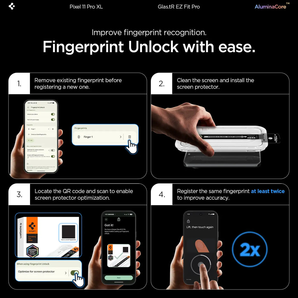 [2 Pack] Spigen Google Pixel 11 Pro XL Screen Protector EZ Fit Pro Spigen Singapore Singapore
