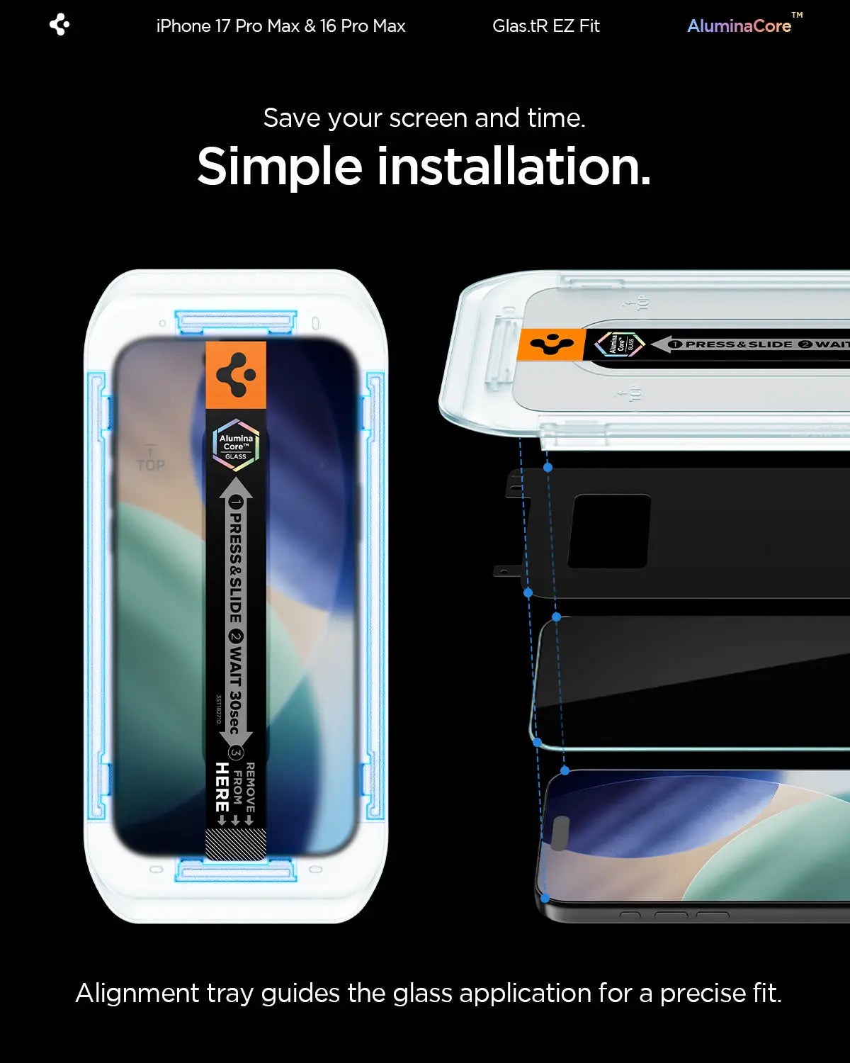 Spigen [2 Pack] iPhone 17 Pro Max / iPhone 16 Pro Max Tempered Glass EZ Fit Spigen Singapore