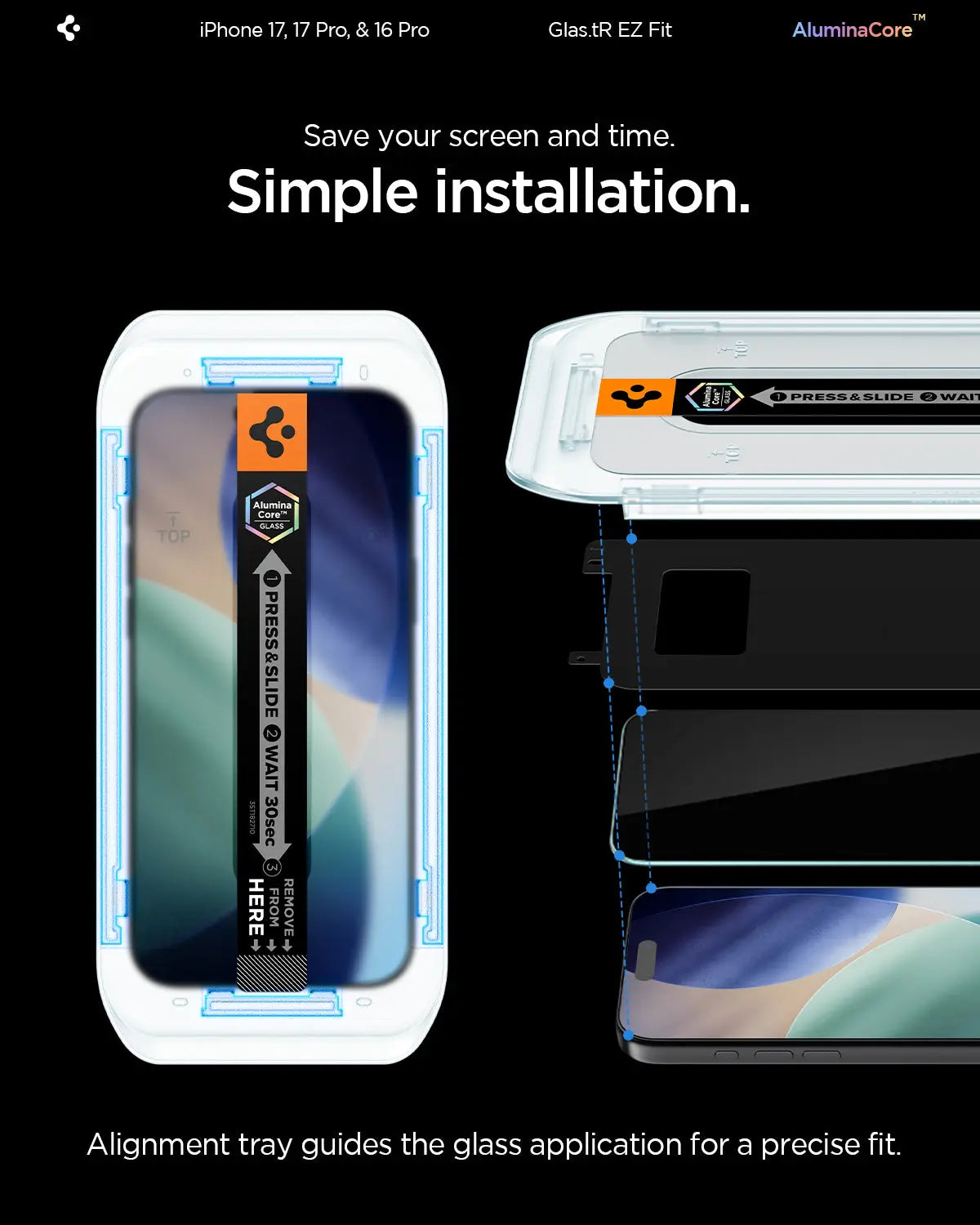 Spigen [2 Pack] iPhone 17 Pro / 17 / 16 Pro Tempered Glass EZ Fit Spigen Singapore