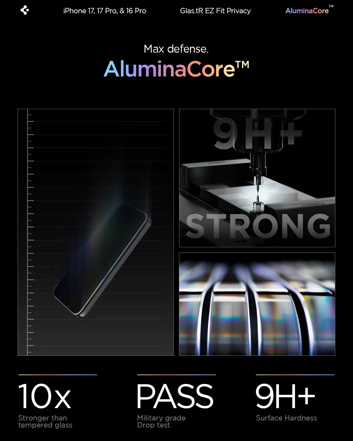 Spigen [2 Pack] iPhone 17 Pro / 17 / 16 Pro Privacy Screen Protector EZ Fit Spigen Singapore