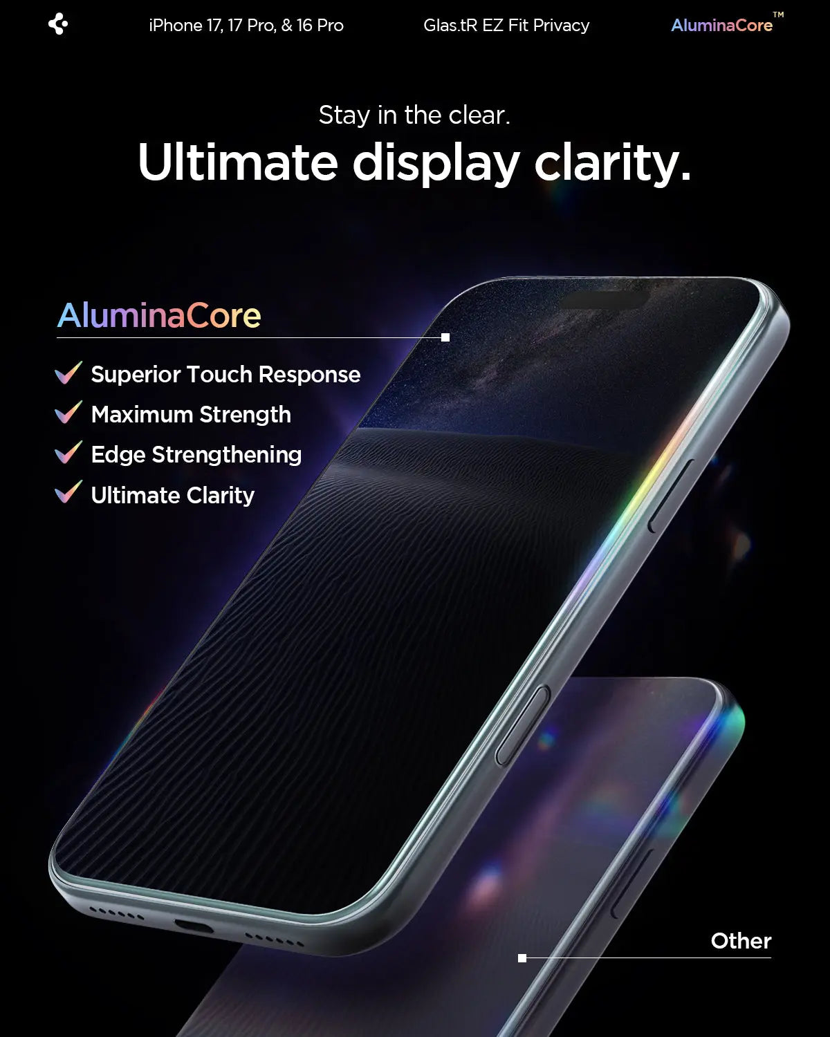 Spigen [2 Pack] iPhone 17 Pro / 17 / 16 Pro Privacy Screen Protector EZ Fit Spigen Singapore