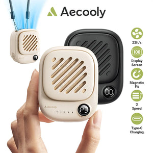 Aecooly Mini Portable Neck Fan, Mighty Hands Free Fan, Magnetic Fit Click 01 USB Rechargeable 10H Max Portable Fan Tech House Singapore