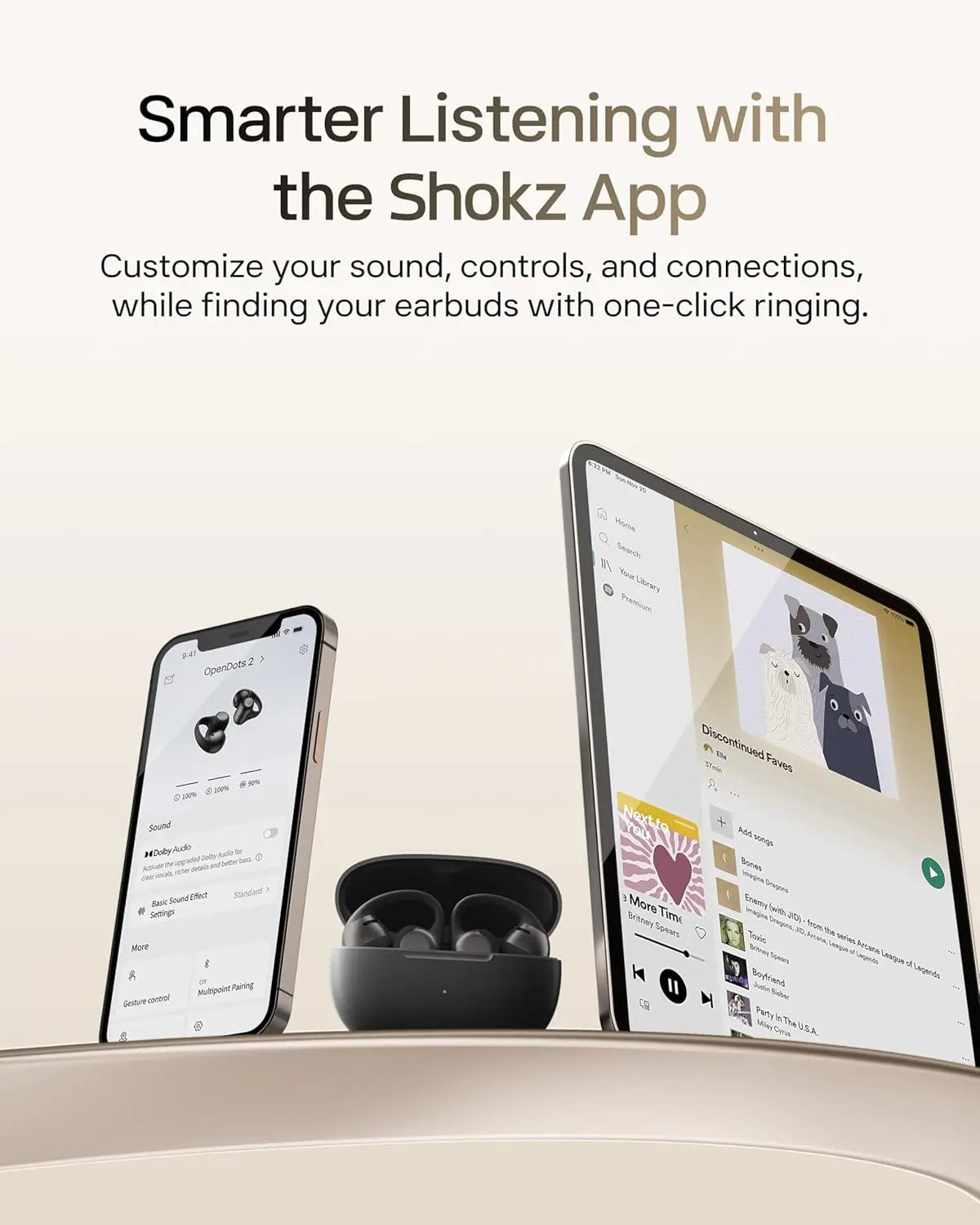 SHOKZ OpenDots 2 Open-Ear Clip-On Earbuds with Dolby Audio, 3-Mic Clear Calls, Wireless Charging, IP57 E320 Shokz Singapore