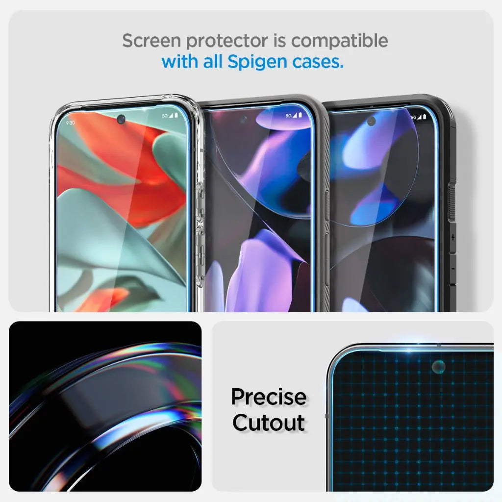 [2 Pack] Spigen Google Pixel 9 Pro / Pixel 9 Screen Protector Glas.tR EZ Fit Google Tempered Glass 9H Hardness