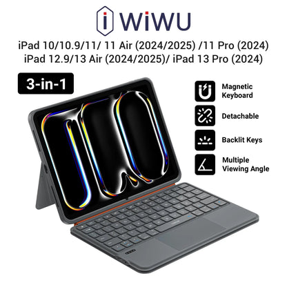 WiWU 3-in-1 Keyboard US English for iPad 10/10.9/11/ 11 Air and Pro/ 12.9/13 Air and Pro MK005 Tech House Singapore