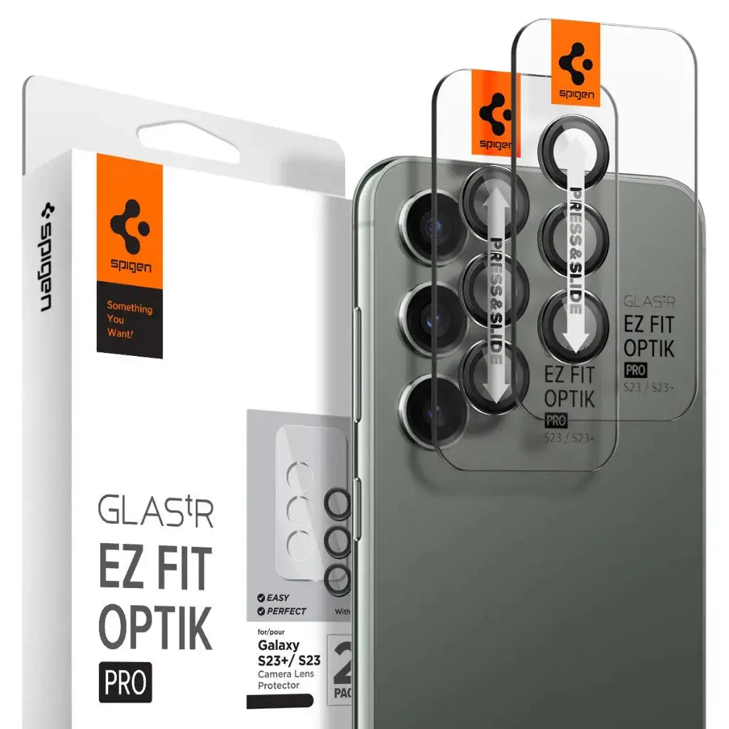 Spigen [2 Pack] Galaxy S24 / S23 Plus / S23 Camera Lens Protector EZ Fit Optik Pro Spigen