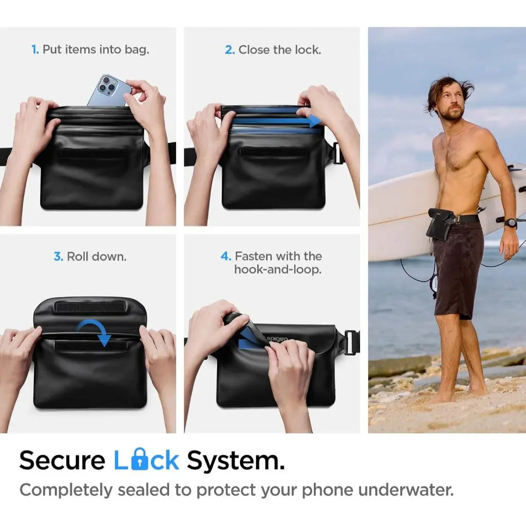[Set of 2] Aqua Shield Waterproof Waist Bag + Waterproof Phone Pouch A621 Spigen Singapore Singapore