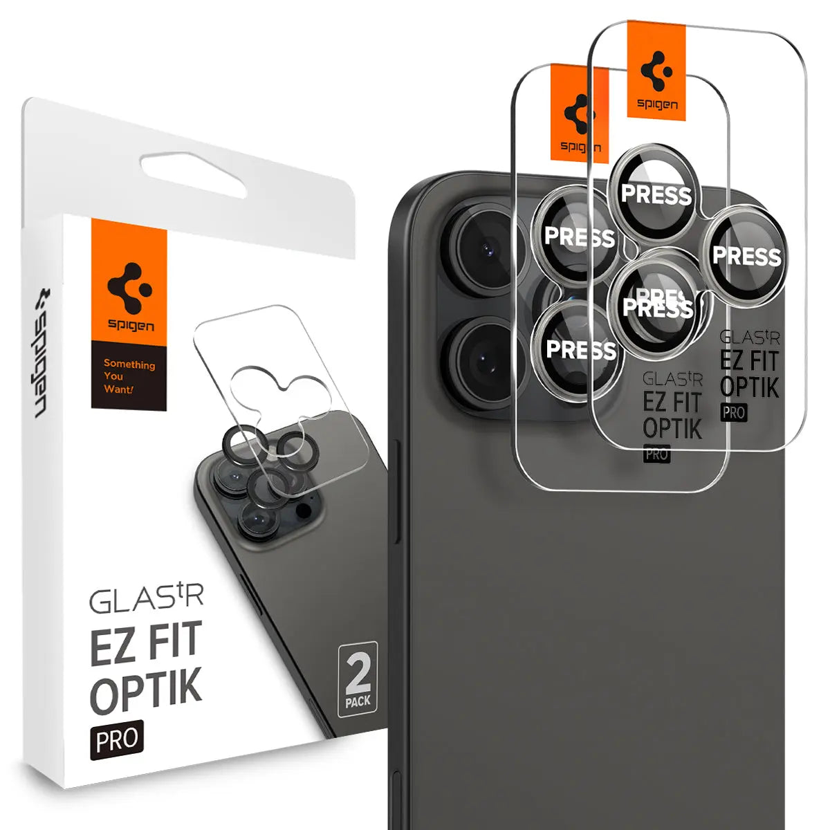 Spigen [2 Pack] iPhone 16 Pro Max / 16 Pro / 15 Pro Max / 15 Pro / 14 Pro Max / 14 Pro Camera Lens Protector EZ Fit Optik Pro Spigen Singapore