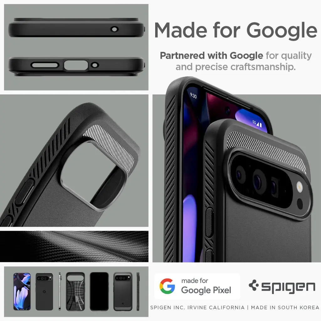 Spigen Google Pixel 9 Pro XL Case Rugged Armor Google Pixel 9 Pro XL Casing Mil-Grade Protection Car-inspired Design