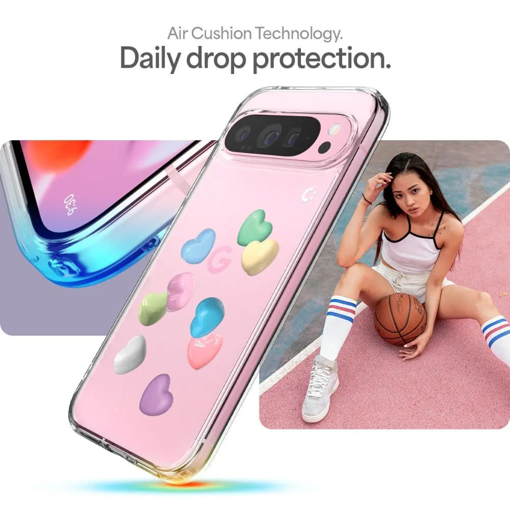 Spigen Google Pixel 9 Pro XL Case Ultra Hybrid Candy Hearts Transparent Casing Air Cushion Technology Protection