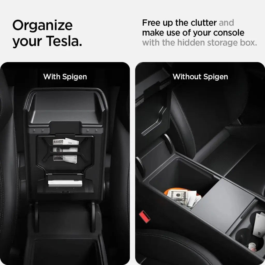 Spigen Tesla Model Y Juniper (2026/2025) & Model 3 Highland (2025/2024) One-Tap Hidden Storage Box Spigen Singapore Singapore