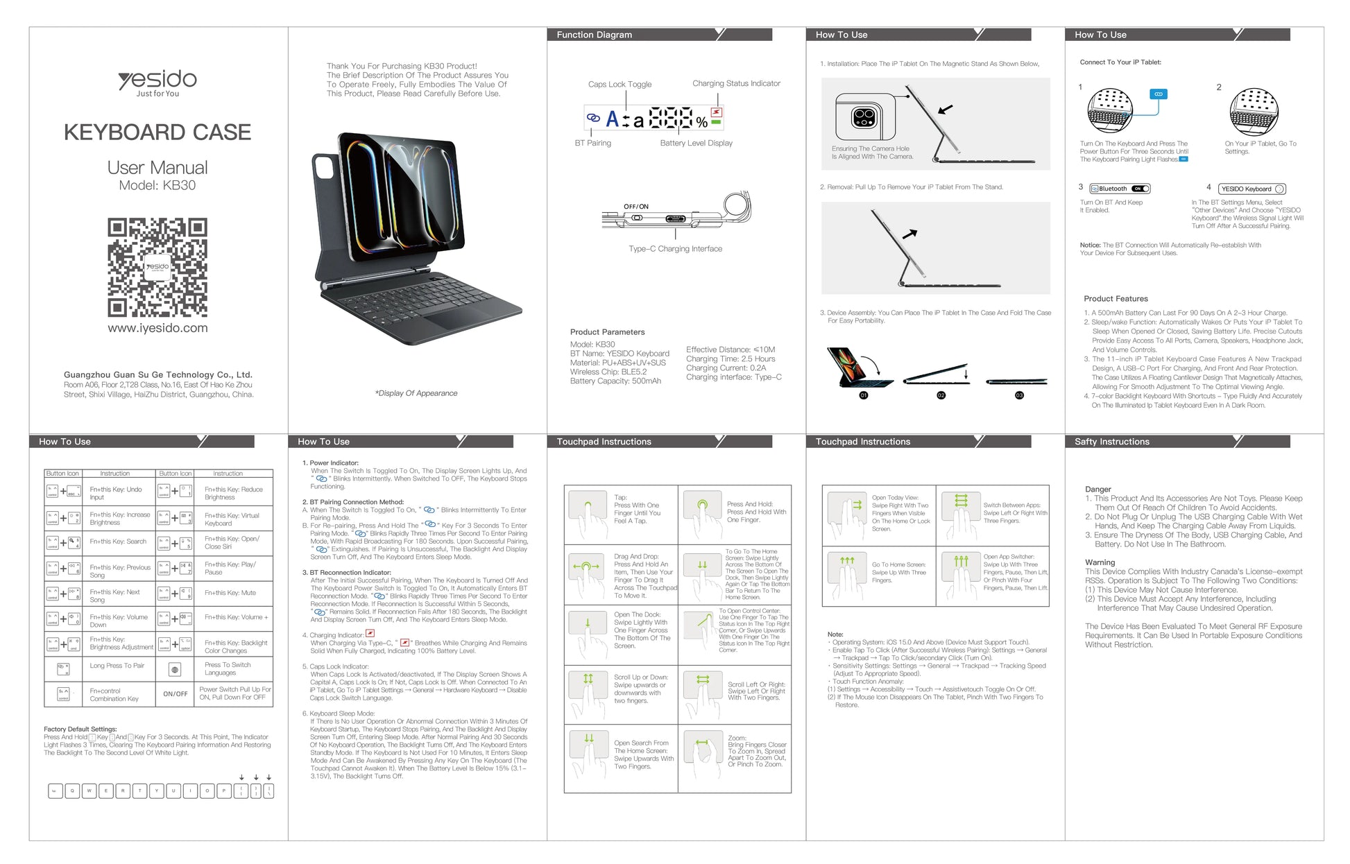 YESIDO IPad Pro 11 M4 Smart Control Keyboard KB30 Yesido Singapore