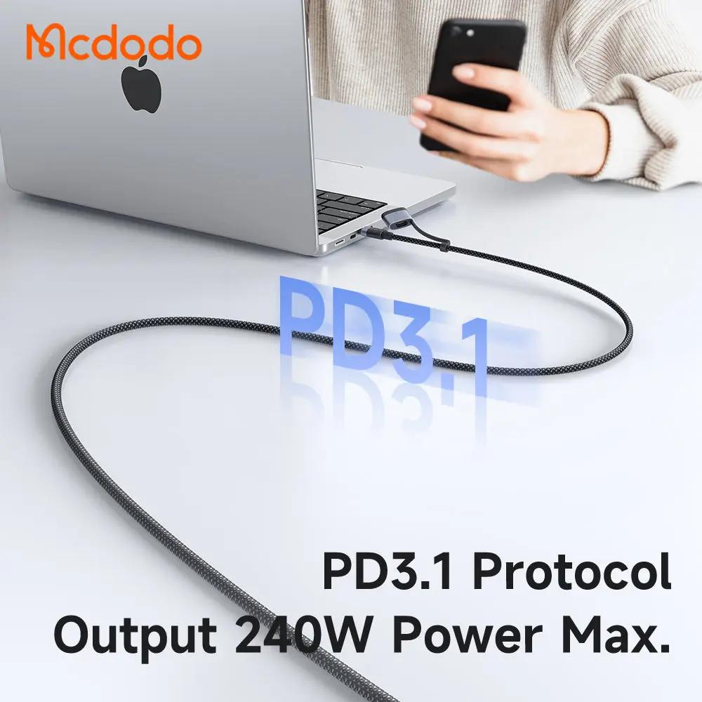 Mcdodo 2-in-1 USB-C to USB-C Cable 240W/140W Charging with (2M) Magnetic 3 Cable CA-0140 Tech House Singapore