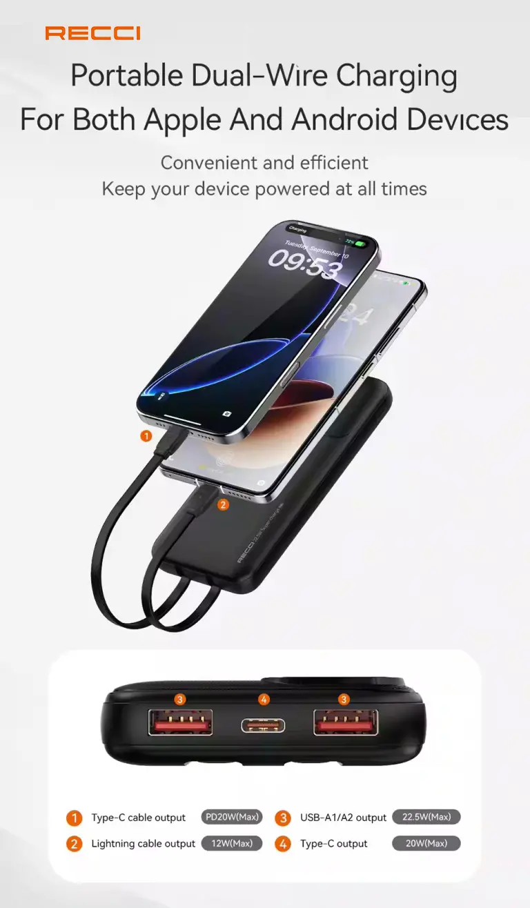Recci 10000mAh Power Bank 22.5W (RPB-P67) Tech House Singapore
