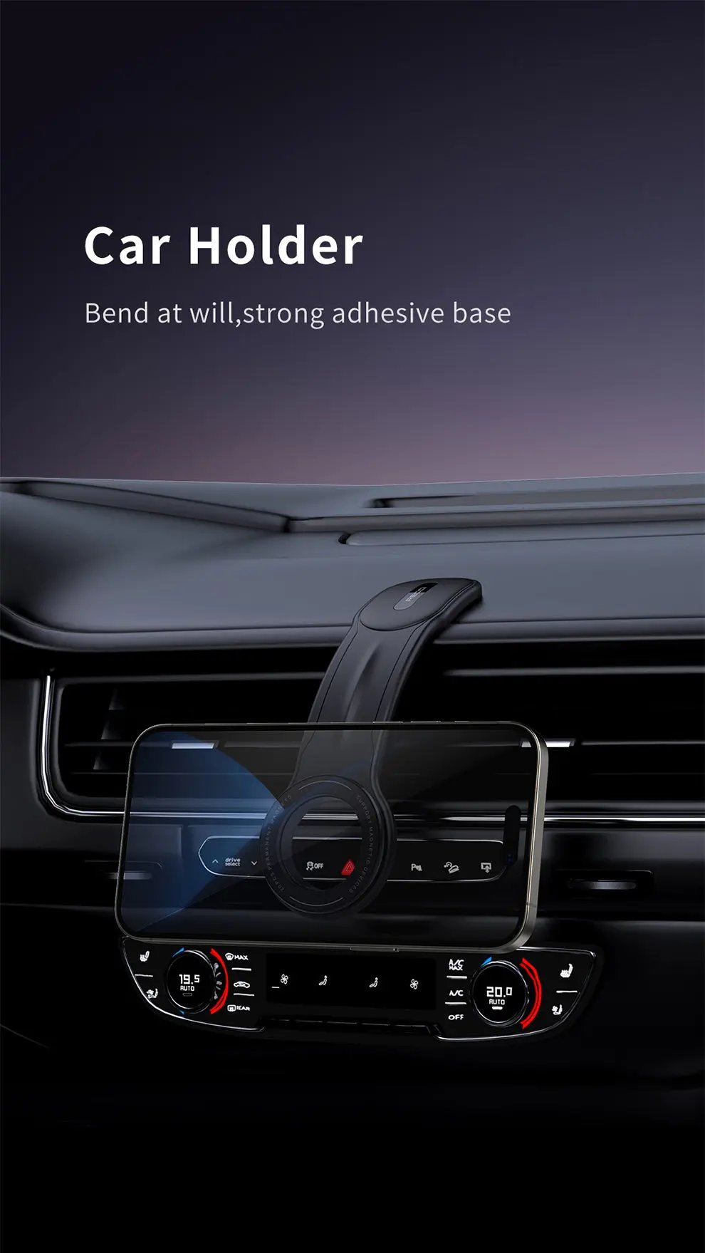 Recci Magnetic Foldable Car Holder RHO-C40 Tech House Singapore