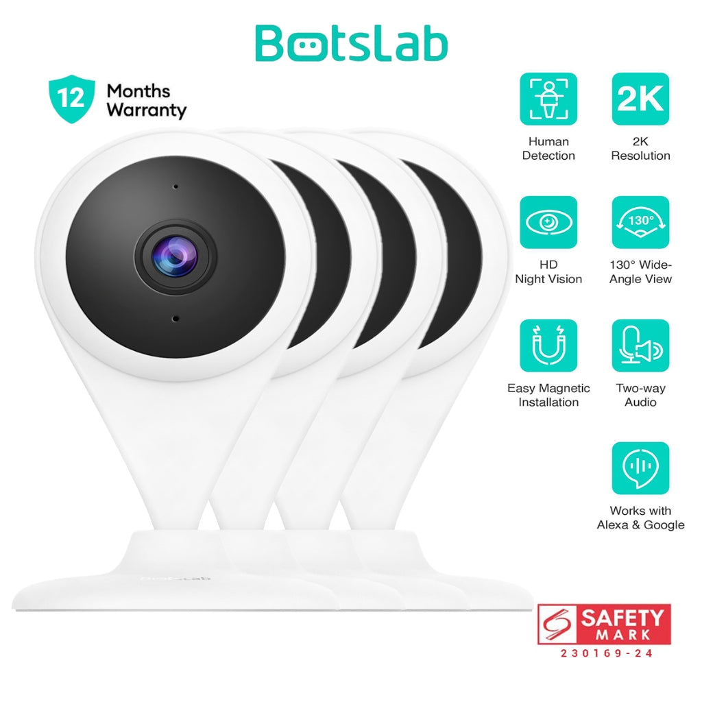 Botslab Indoor Cam 2K, 130° Wide Angle View CCTV Wireless Camera Botslab