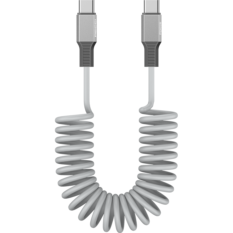 Recci USB C to C Cable PD 65W 1.8M Spring Coil Cable RS25CC Tech House Singapore