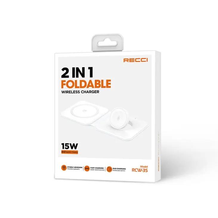 Recci 2 in 1 Foldable Magnetic Wireless Charger RCW-35 Tech House Singapore