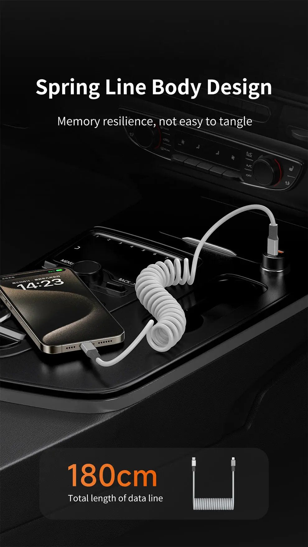 Recci USB C to C Cable PD 65W 1.8M Spring Coil Cable RS25CC Tech House Singapore