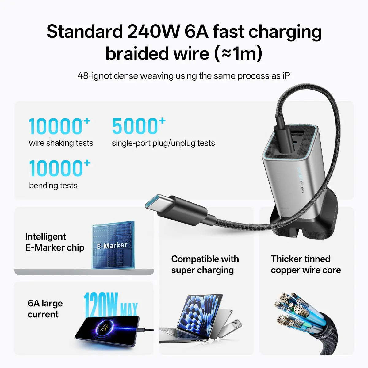 CUKTECH 6 Charger Mini 90W GaN Charger Fast Charging with USB-C Cable Wall Charger AD653-UK Tech House Singapore