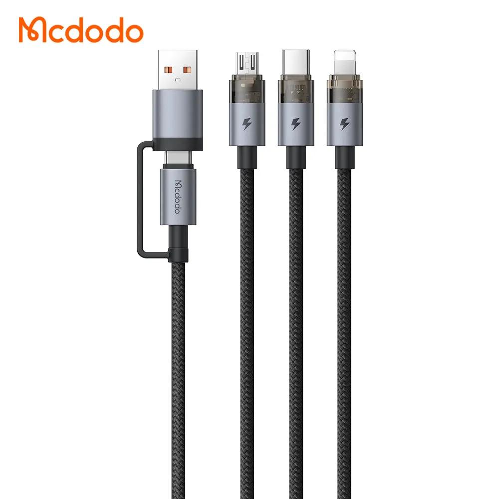 Mcdodo 2-in-3 Cable 100W Fast Charging (1.2M) Transparent Cable with Charging Light CA-7260 Tech House Singapore