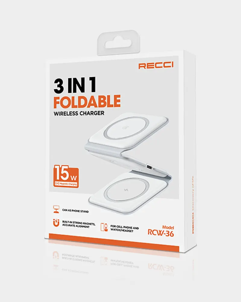 Recci 3 in 1 Foldable Magnetic Wireless Charger RCW-36 Tech House Singapore