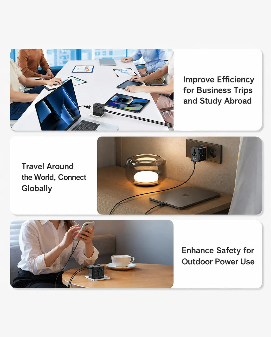 OLLOES GaN 140W Universal Travel Adapter with Extra US/EU Plug 3 x USB-C 1 x USB-A GaN Fast Charging Tech House Singapore