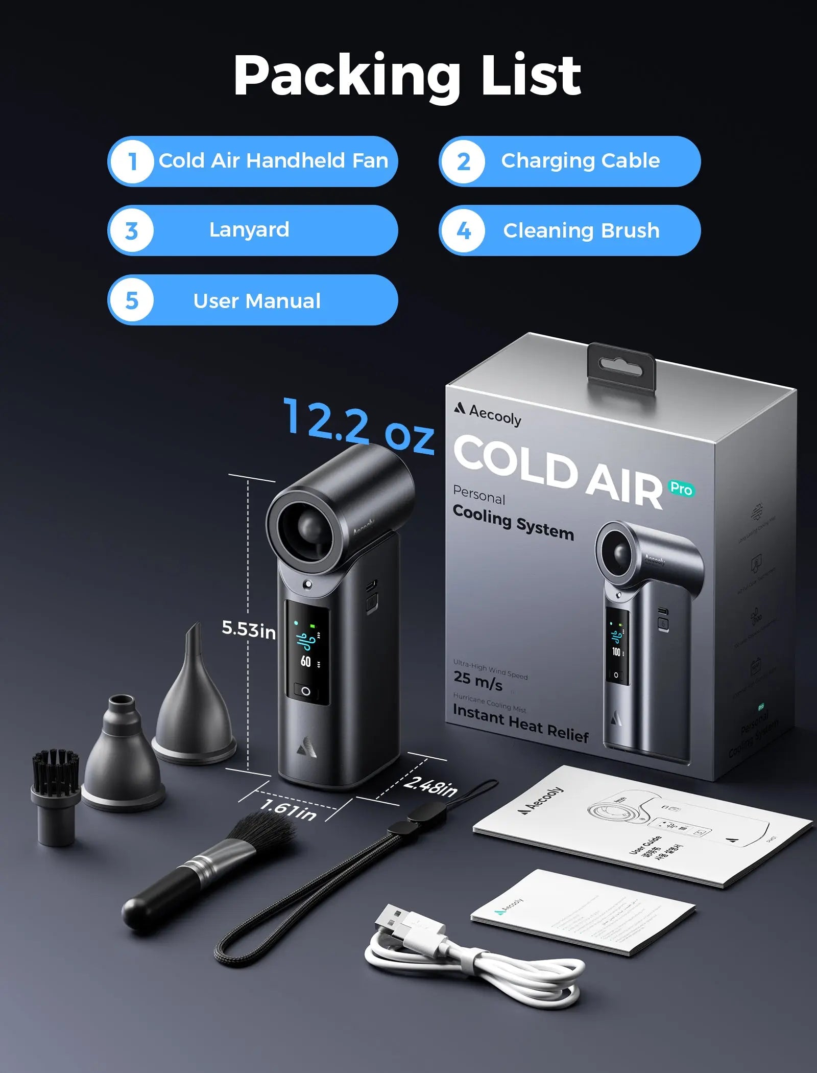 Aecooly Portable Misting Fan Cold Air Pro Mist Chill High Speed Wind Portable Fan Rechargeable Turbo Fan Mini Fan Tech House Singapore