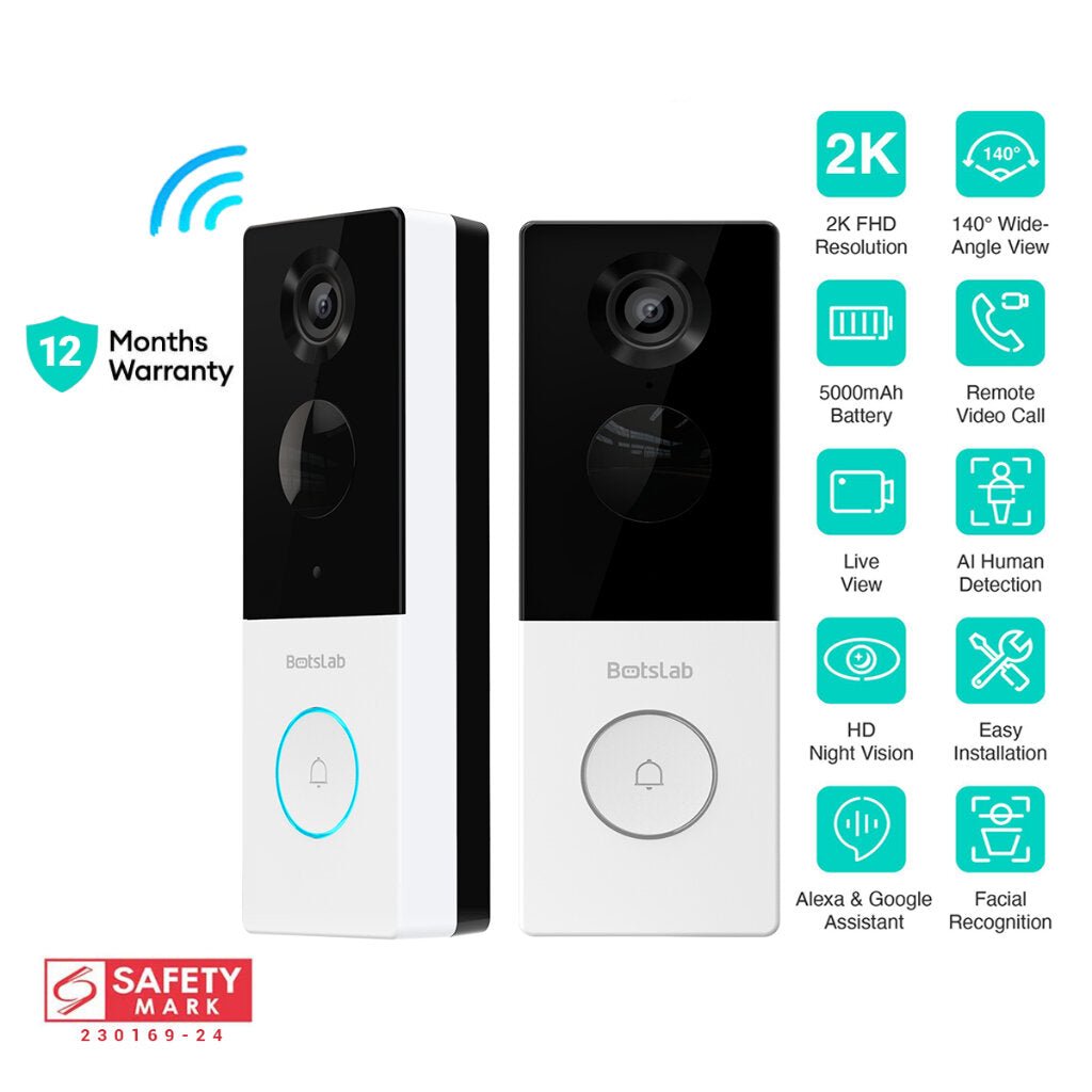 Botslab Video Door Bell Wireless Smart Camera 2K Battery-Powered Botslab