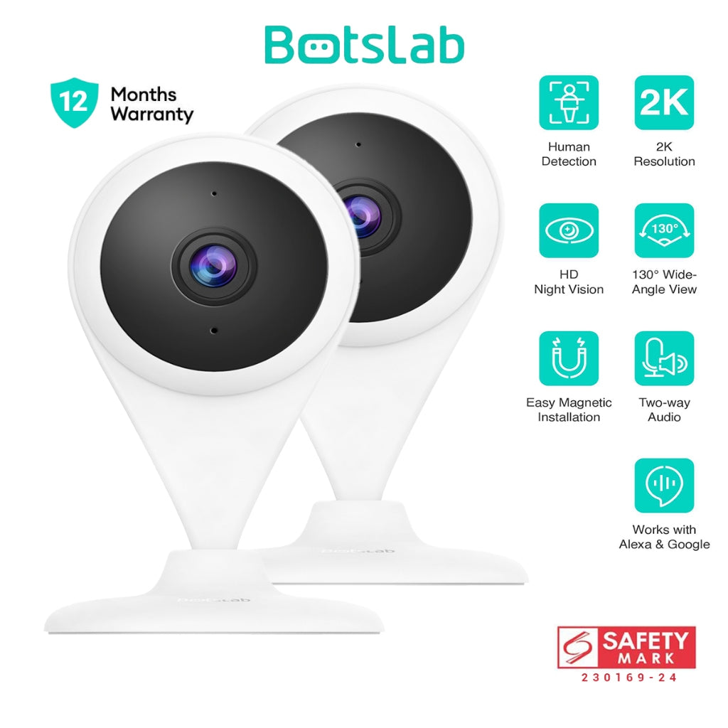 Botslab Indoor Cam 2K, 130° Wide Angle View CCTV Wireless Camera Botslab