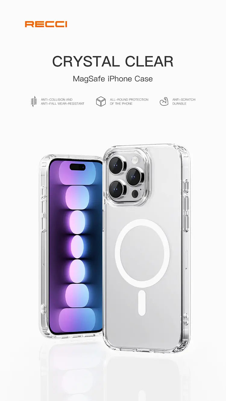 Recci iPhone15/ 15 Plus/15 Pro/15 Pro Max Crystal Clear Magnetic Case Tech House Singapore