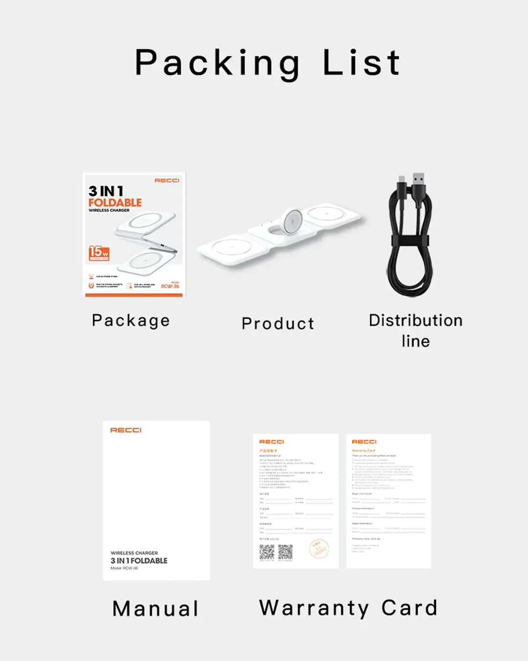 Recci 3 in 1 Foldable Magnetic Wireless Charger RCW-36 Tech House Singapore